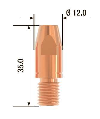 Fubag Контактный наконечник M10х35 мм CuCrZr D=1.2 мм (25 шт.) FB.CTM10.35-12 Аксессуары к горелкам TIG, MIG/MAG фото, изображение